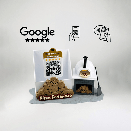 Figurina recenzii Google/Cadou Pizzerie, suport de pliante, cu cod QR si NFC - 3dmarket.ro