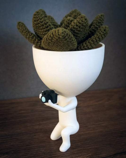 Figurina recenzii Google/Cadou Fotograf, cod QR si NFC, suport plante