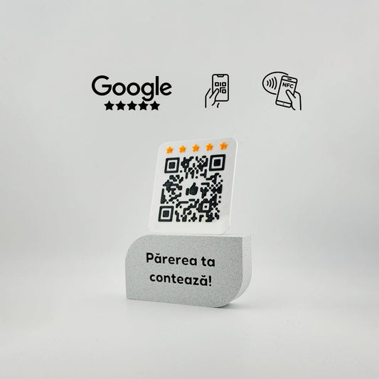 Suport recenzii card Google/Facebook/Instagram, cod QR/NFC - 3dmarket.ro