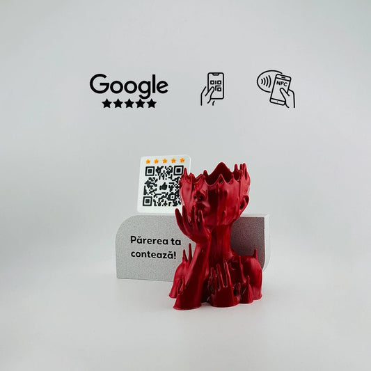 Figurina recenzii Google/Cadou Salon Beauty v2, cod QR si NFC - 3dmarket.ro