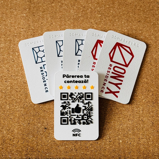 Card personalizabil recenzii Google/Facebook/Instagram cod QR si NFC
