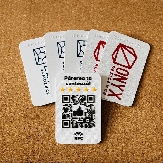 Card personalizabil recenzii Google/Facebook/Instagram cod QR si NFC - 3dmarket.ro