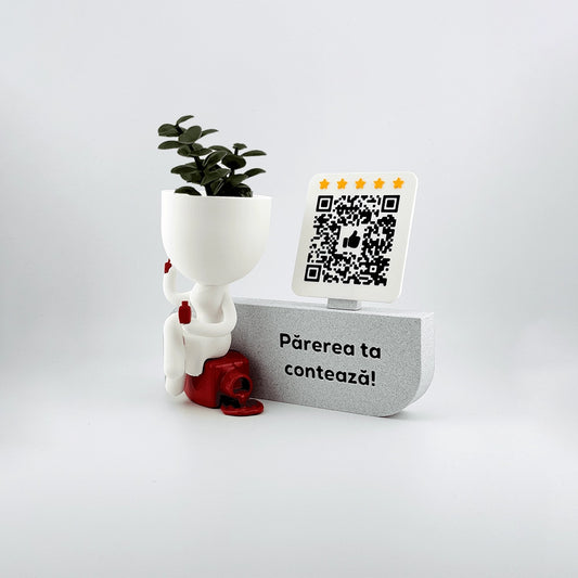 Figurina recenzii Google Salon Manichiura, cod QR/NFC, suport plante