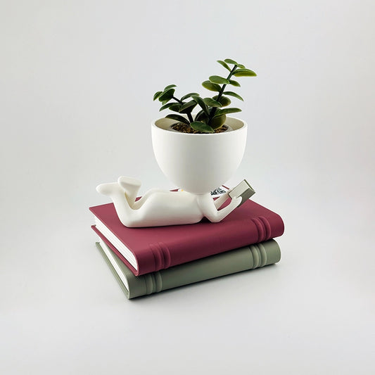 Figurina recenzii Google/Cadou Librarie, Biblioteca, cod QR si NFC, suport plante