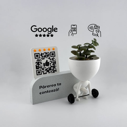 Figurina recenzii Google/Cadou Sala fitness, Crossfit cu cod QR si NFC