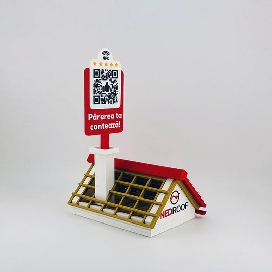 Display recenzii Google/Cadou Vanzari materiale de constructii/Acoperisuri cu cod QR si NFC