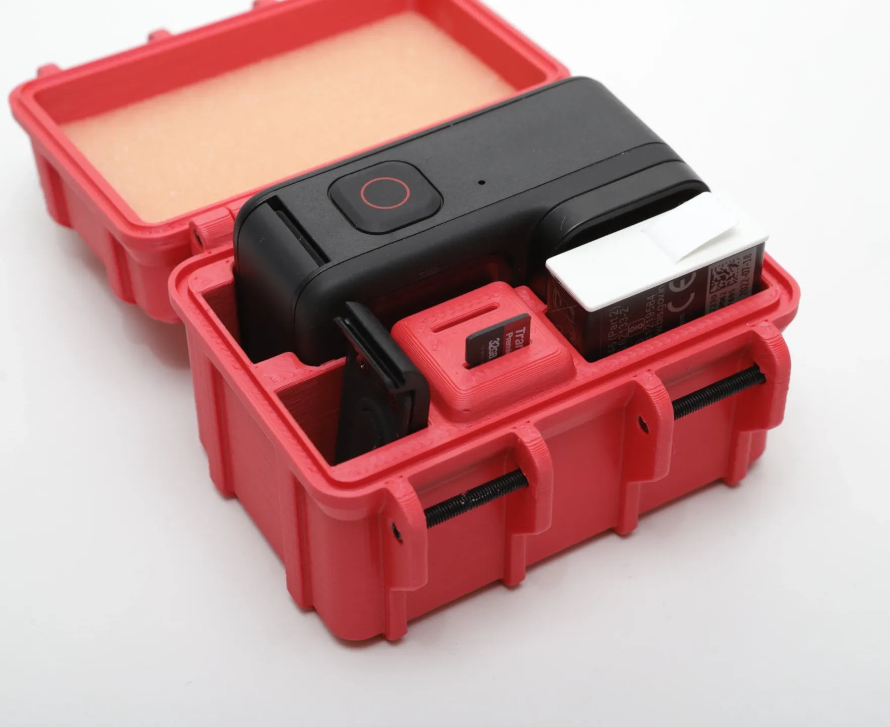 Carcasa compacta depozitare si protectie GoPro Hero 8/9/10/11, carduri Micro SD, baterie, impermeabila