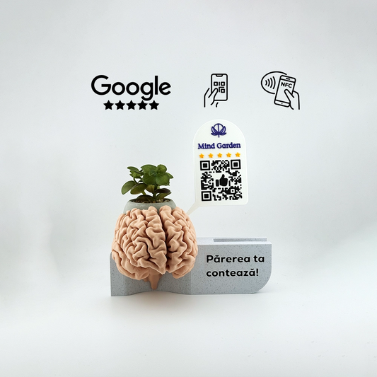 Figurina recenzii Google/Cadou Psihologie, cod QR si NFC, suport carti de vizita